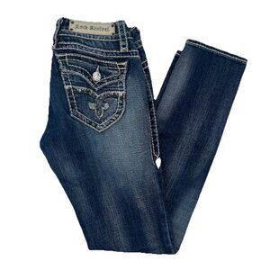 Rock Revival Jen Embroidered Embellished Skinny Jeans Womens Size 28 Sequins